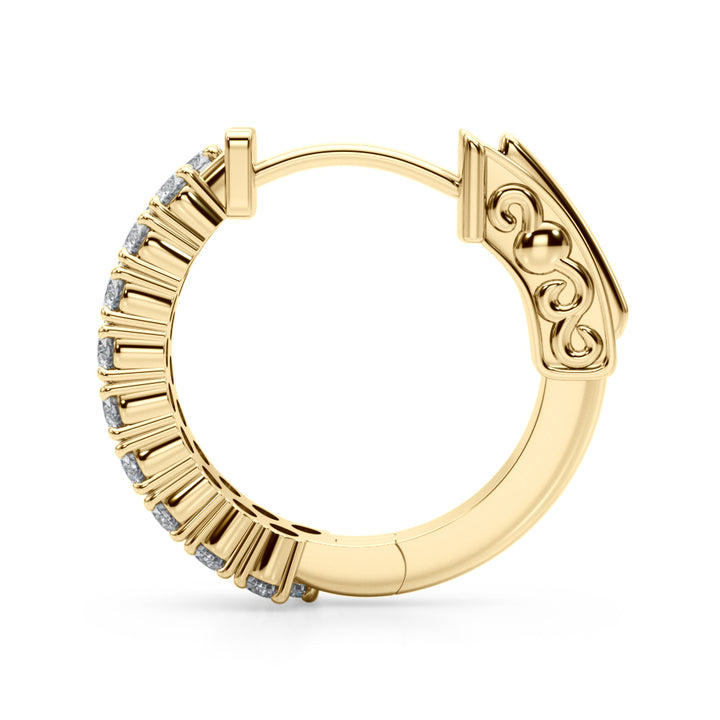 18K Yellow Gold Diamond Hoop Earrings