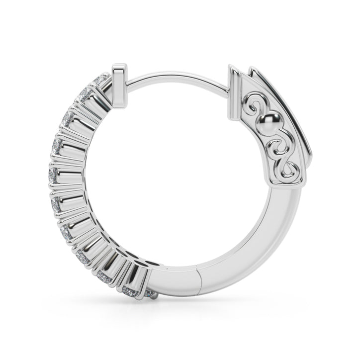 18K White Gold Diamond Hoop Earrings
