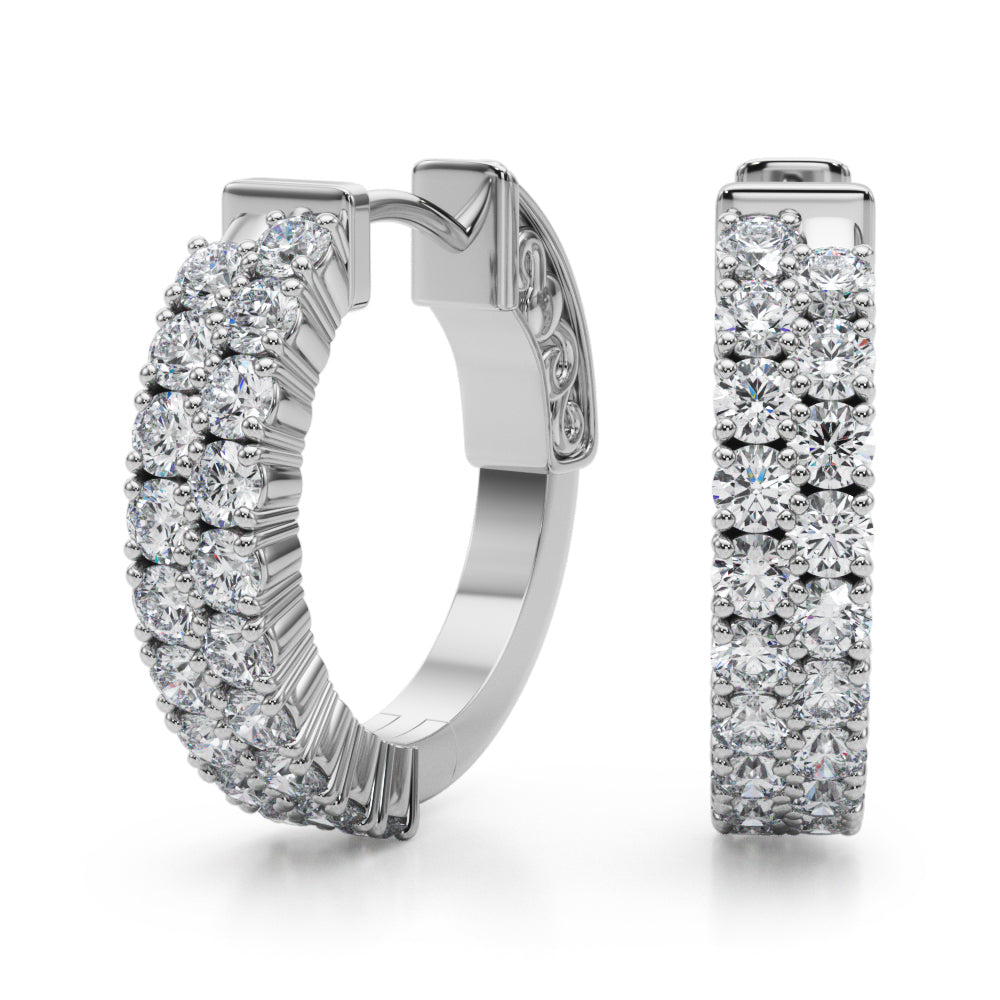 14K White Gold Diamond Hoop Earrings | 3/8 ctw