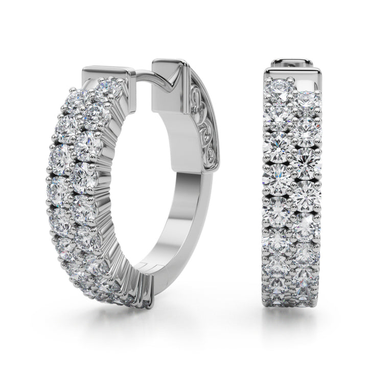 14K White Gold Diamond Hoop Earrings | 3/8 ctw