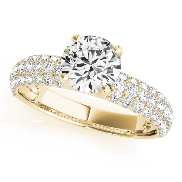 18K Yellow Gold 1 ct Diamond Pave Engagement Ring