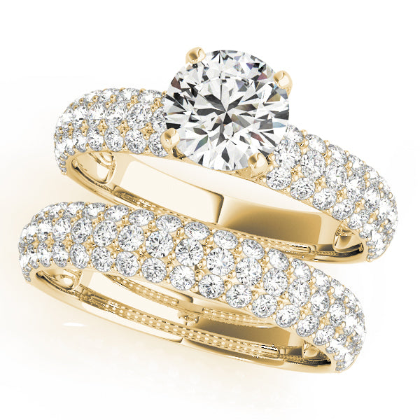 18K Yellow Gold 1 ct Diamond Pave Engagement Ring