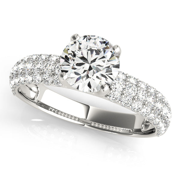 14K White Gold Diamond Pave Engagement Ring 1.62ctw