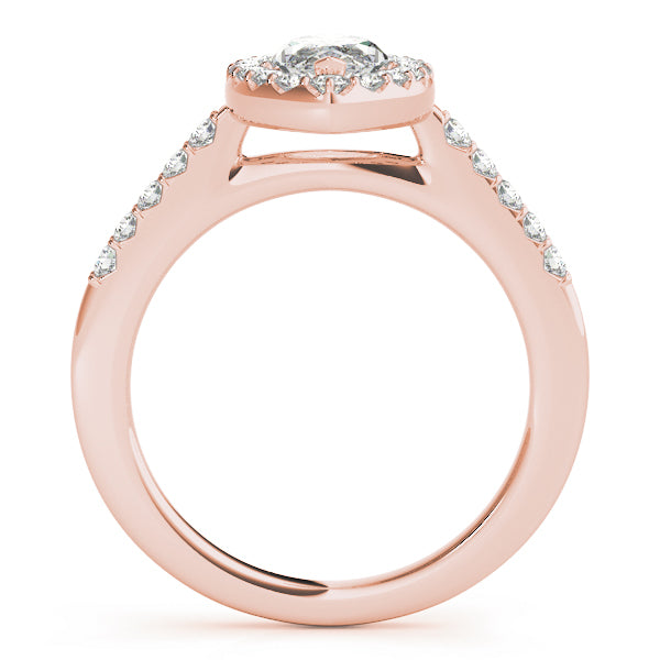 14K Rose Gold Marquise Diamond Halo Engagement Ring