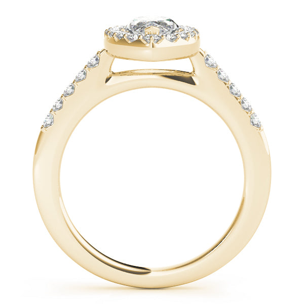 14K Yellow Gold Marquise Diamond Halo Ring