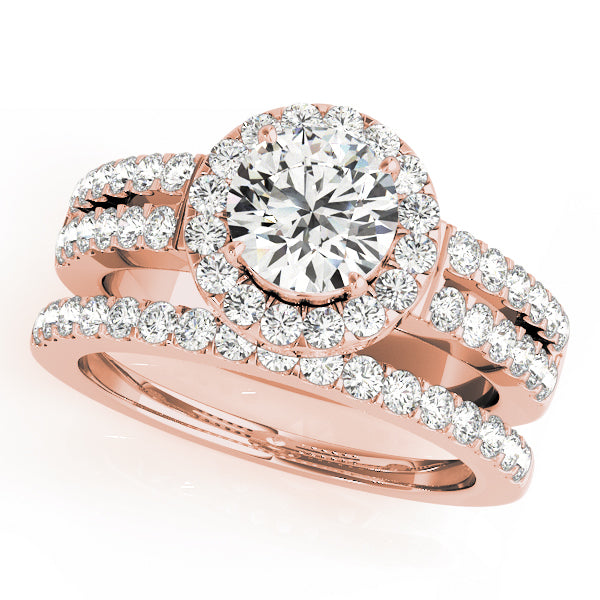 18K Rose Gold 1.41 ct Diamond Halo Engagement Ring