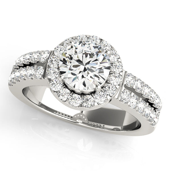 Platinum 1.38ctw Round Diamond Halo Engagement Ring