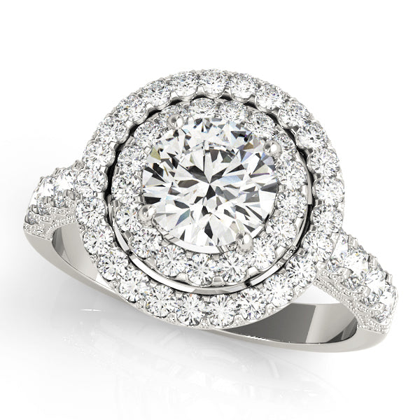 18K White Gold 2 ct Diamond Halo Engagement Ring