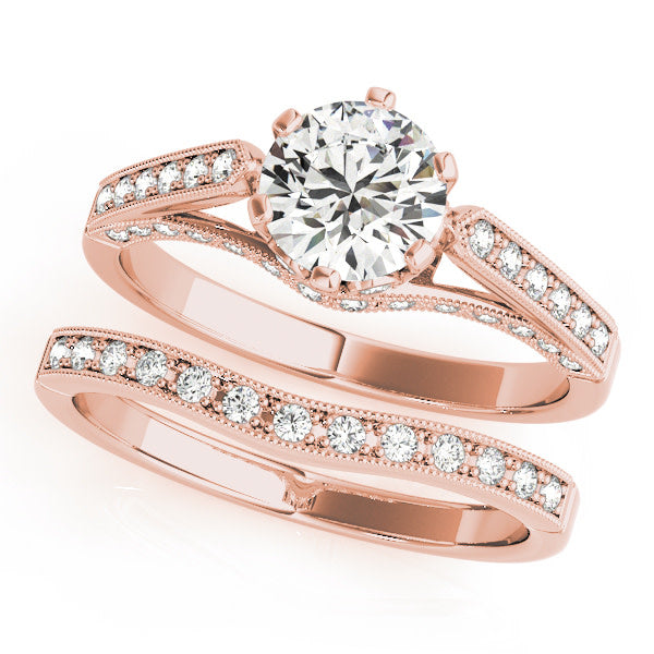 18K Rose Gold 1 ct tw Single Row Diamond Engagement Ring
