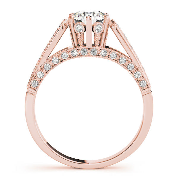 14K Rose Gold 1 ct tw Single Row Diamond Engagement Ring