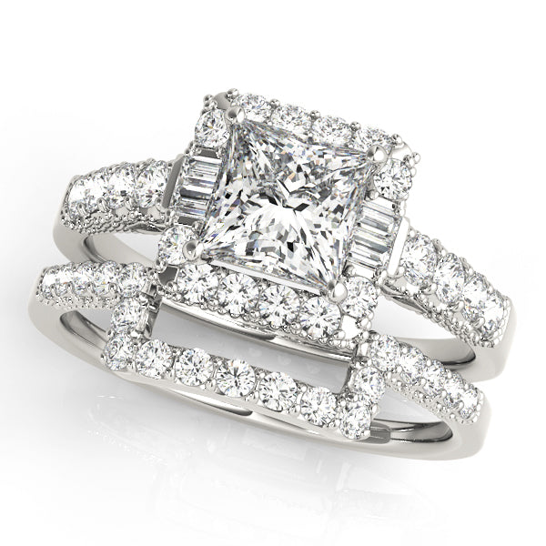 14K White Gold 1.5ctw Diamond Halo Engagement Ring