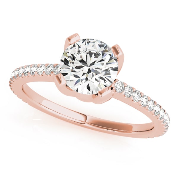 14K Rose Gold 2 1/4 ct tw Single Row Diamond Engagement Ring