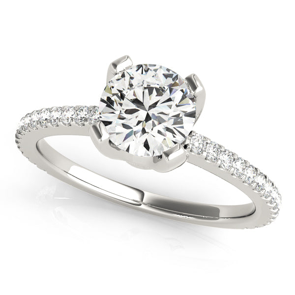 Platinum Round Diamond Single Row Engagement Ring 3/4 ctw
