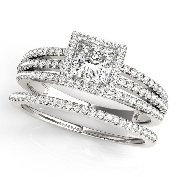 18K White Gold 1.25ctw Diamond Halo Engagement Ring