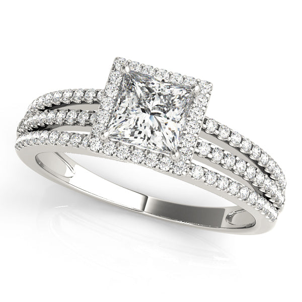 14K White Gold 1.25ctw Diamond Halo Engagement Ring