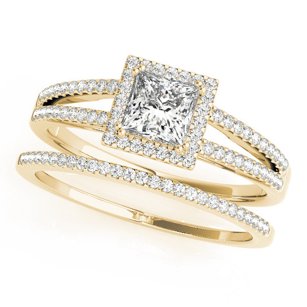 14K Yellow Gold 1 CT Diamond Halo Engagement Ring