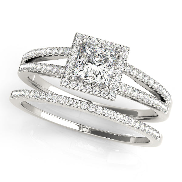18K White Gold 1 CT Diamond Halo Engagement Ring
