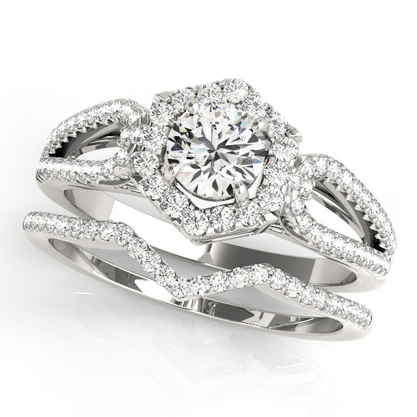 18K White Gold 1 CT Diamond Halo Engagement Ring