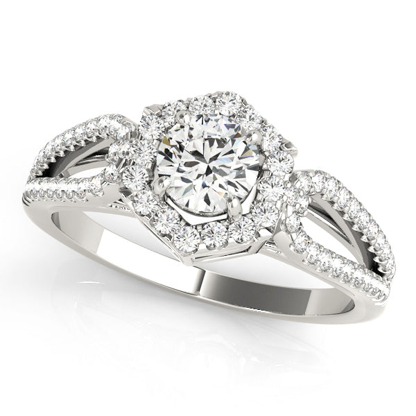 Platinum 1 CT Round Diamond Halo Engagement Ring