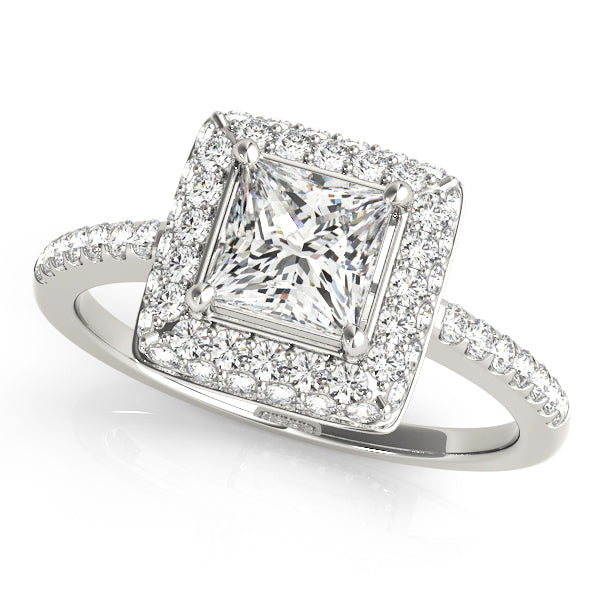 Platinum White Diamond Halo Engagement Ring
