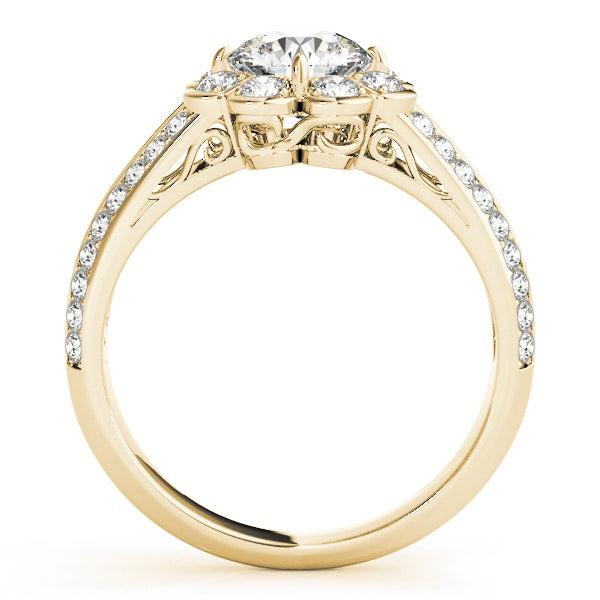 14K Yellow Gold 1 3/8 ct tw Halo Diamond Engagement Ring