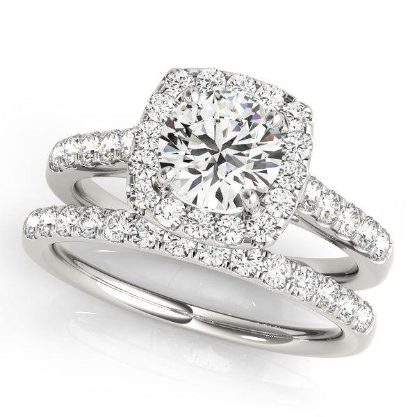 14K White Gold 1.5ctw Round Diamond Halo Ring