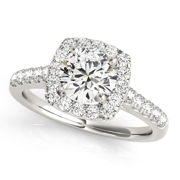 14K White Gold 1.5ctw Round Diamond Halo Ring