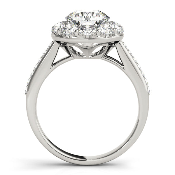 14K White Gold 1.75 ctw Round Diamond Halo Ring