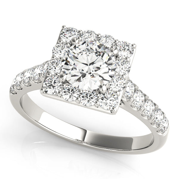 Platinum Round Diamond Halo Engagement Ring 1.75ctw