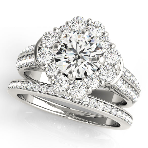 14K White Gold 2 CT Diamond Halo Engagement Ring