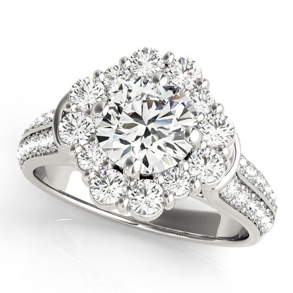 18K White Gold 2 ct Diamond Halo Engagement Ring