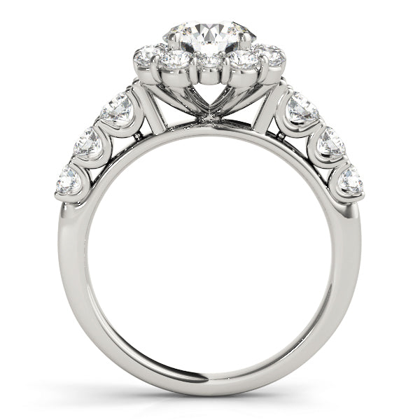 Platinum 2 CT Round Diamond Halo Engagement Ring