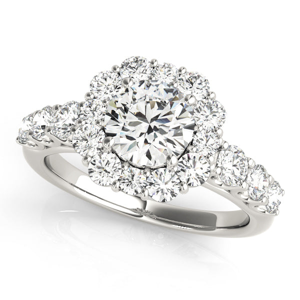 14K White Gold 2 CT Diamond Halo Engagement Ring