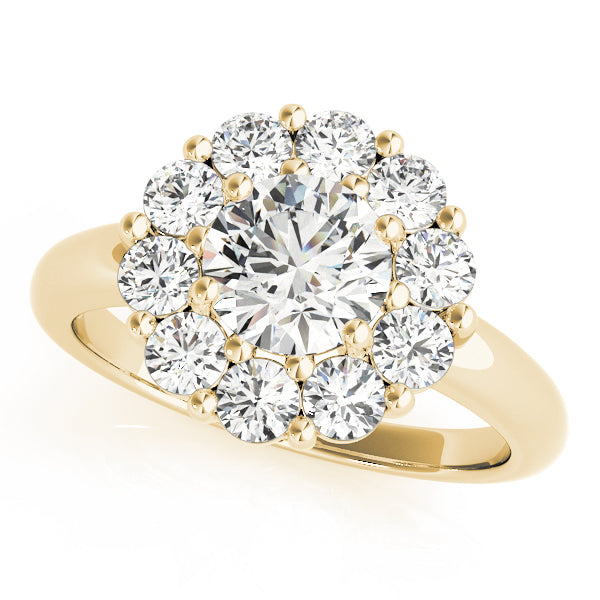 14K Yellow Gold Diamond Halo Engagement Ring 2 ctw
