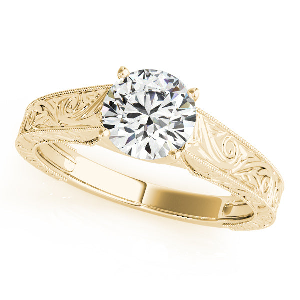 14K Yellow Gold 1ct Round Diamond Solitaire Ring