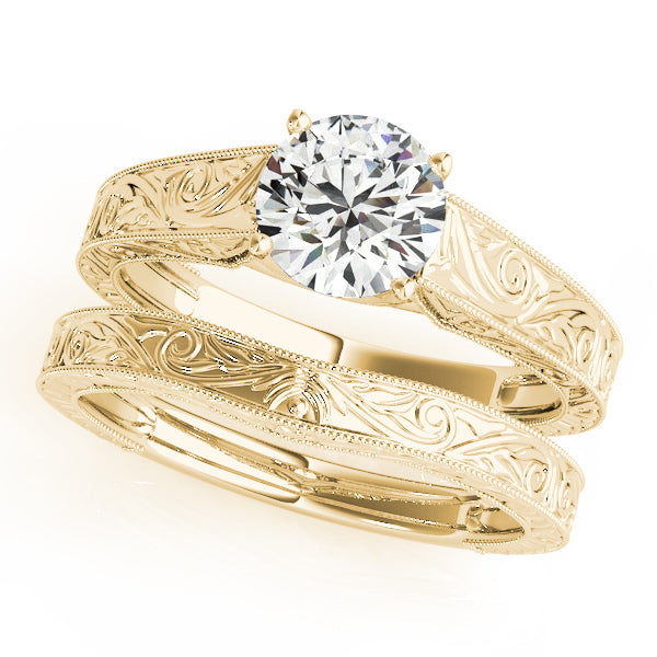 18K Yellow Gold 1 CT Round Diamond Engagement Ring