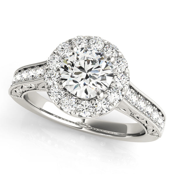18K White Gold 1 ct Diamond Halo Engagement Ring