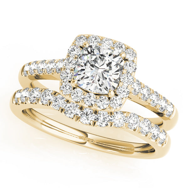 18K Yellow Gold Cushion Diamond Engagement Ring
