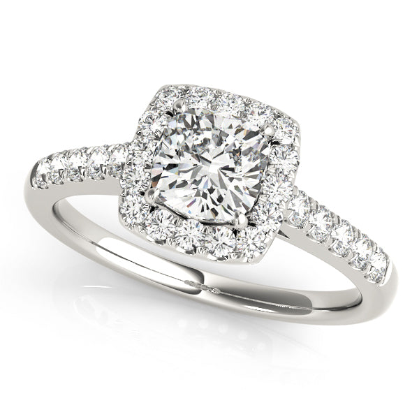14K White Gold 1.33ctw Diamond Halo Engagement Ring
