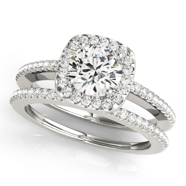 Platinum 1.20 ctw Round Diamond Halo Engagement Ring
