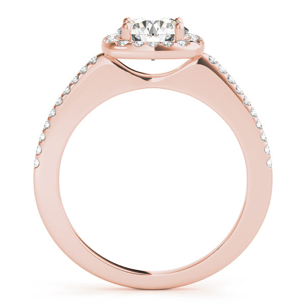 18K Rose Gold 1 CT Diamond Halo Engagement Ring
