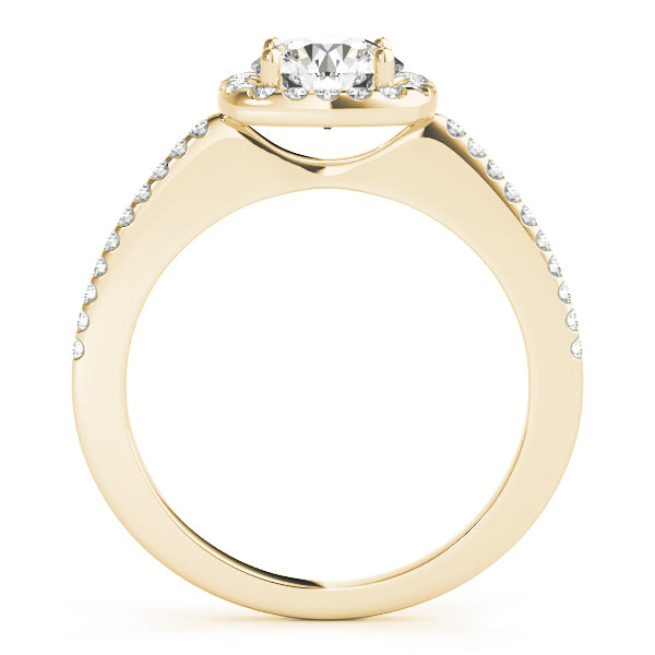 18K Yellow Gold Round Diamond Halo Engagement Ring