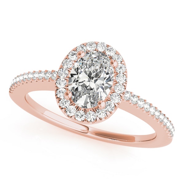 14K Rose Gold 1/2 ct tw Halo Diamond Engagement Ring