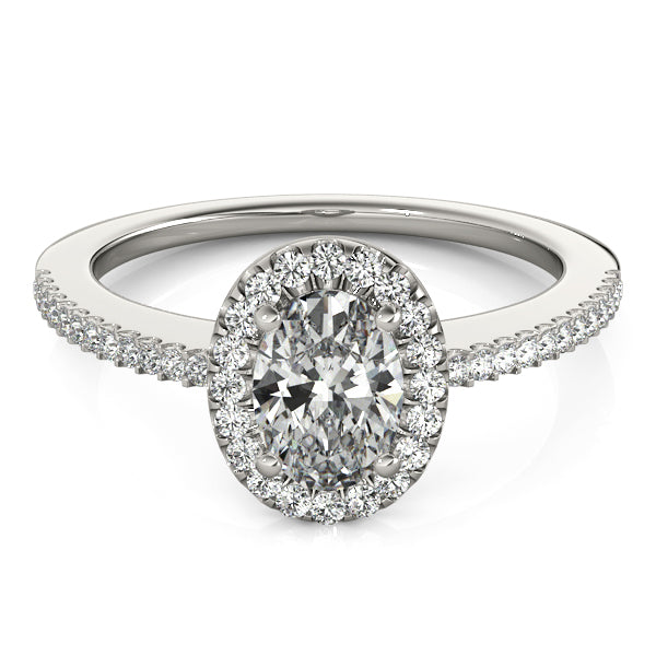 Platinum Oval Diamond Halo Engagement Ring 0.5 ctw