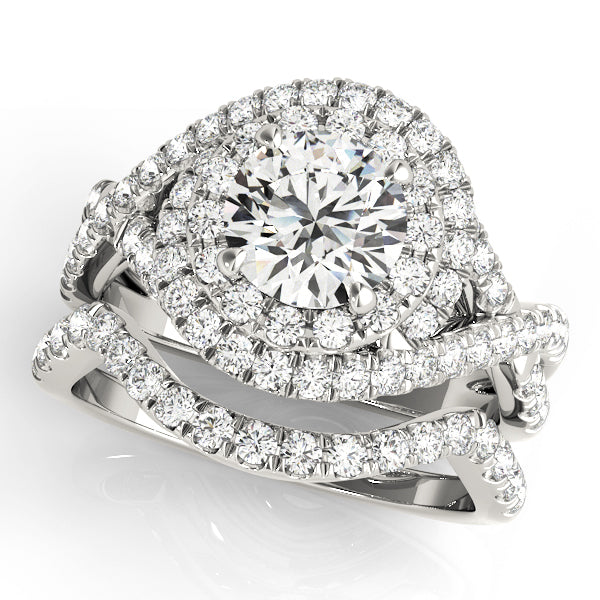 14K White Gold 1 ct Diamond Halo Engagement Ring