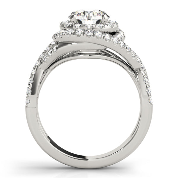 14K White Gold 1 ct Diamond Halo Engagement Ring