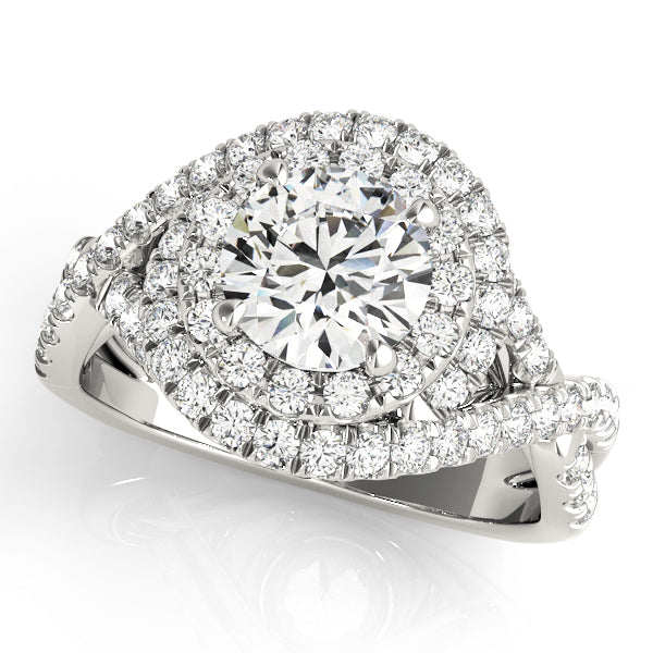 18K White Gold 1 ct Diamond Halo Engagement Ring