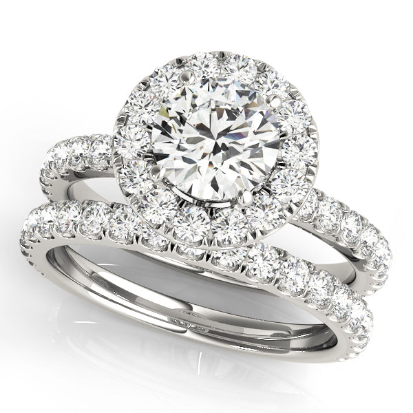 14K White Gold 1.5ctw Round Diamond Halo Ring