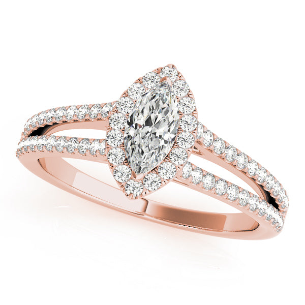 18K Rose Gold Marquise Diamond Engagement Ring