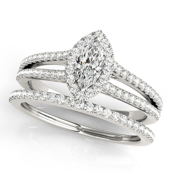 Platinum Marquise Diamond Halo Engagement Ring